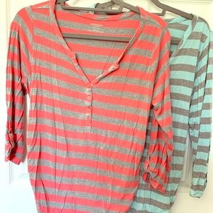 Set of two striped nursing/maternity tops.